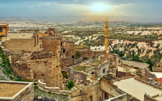 Goreme National Park and the Rock Sites of Cappadocia, Anatolia, Turkey. Volcanic mountain landscape.