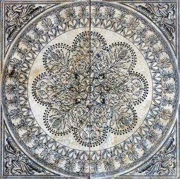 arabesque marble pattern texture abstract vintage background, floor tiles surface ornament flower pattern