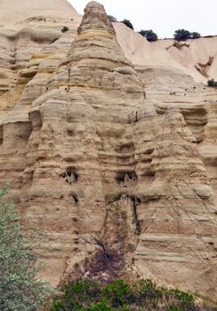 Love valley limestone sandstone of Cappadocia, Rocky mountain Landscape wall of stone striped, Turkey