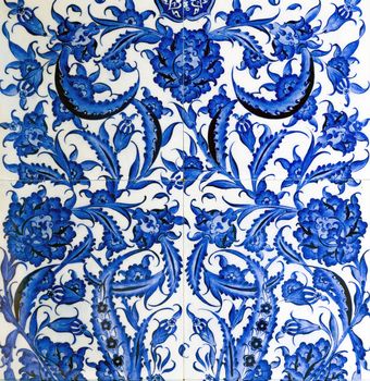 Ceramics blue decor flower tiles patterns handcraft