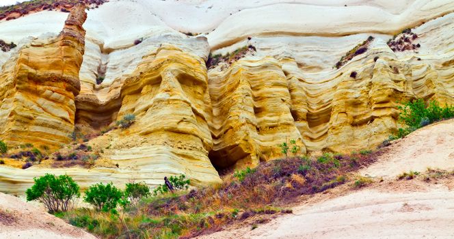 volcanic rocks in Turkey, textur background limestone sandstone of Cappadocia