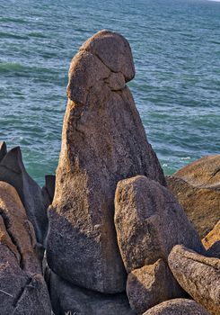Grandmother and Grandfather Rocks in Lamai Beach, Koh Samui, Thailand, Hin Ta and Hin Yai rock formations most popular.