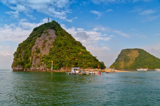 granite rocky beaches on tropical sea. landscape summertime