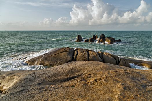 Grandmother Hin Yai, The Grandma and Grandpa beachside rocks, located between Lamai and Hua Thanon, Koh Samui, Thailand