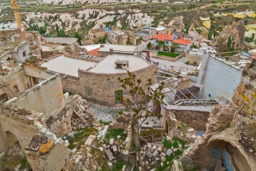 Old town Goreme village, Turkey. Rural Cappadocia landscape.