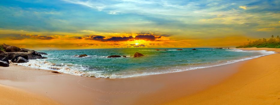 Sunset tropical over sea Time to rest, panorama landscape