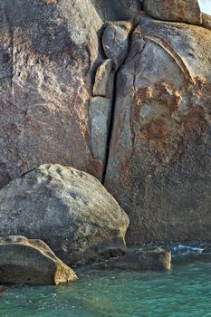 Grandmother and Grandfather Rocks in Lamai Beach, Koh Samui, Thailand, Hin Ta and Hin Yai rock formations most popular.