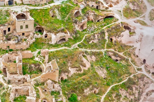 Volcanic rocks. Ancient cave town in Goreme, Cappadocia, Turkey