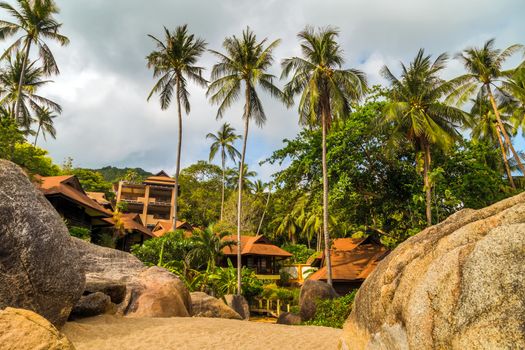 Tropical rock beach and sea summer nature landscape