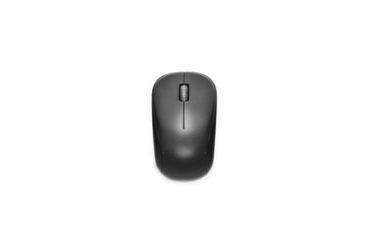 black wireless computer mouse top view isolated on white background