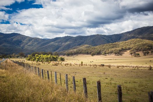 The Alpine Way road near Khancoban on a sunny autumn day in New South Wales, Australia