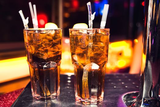 Cocktails in the nightclub, lights, bokeh night life