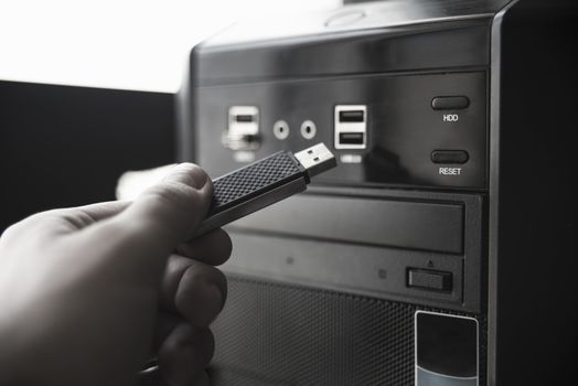 USB flash drive and PC, technology, file transfer