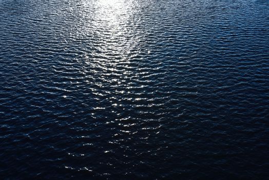 Blue water , the blue river, sunshine, water reflection ripple