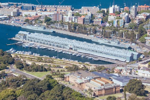 A clear sunny day in Sydney, looking east towards Woolloomooloo and Art Gallery of NSW