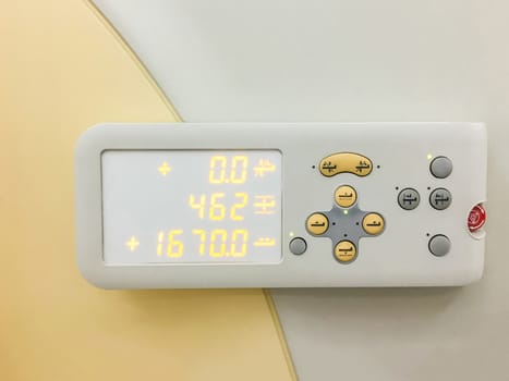 Computer tomography (CT Scan) control button.