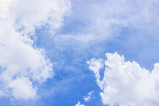 The vast blue sky and clouds.