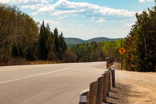 Road through Algonquin Provincial Park in fall, Ontario, Canada.