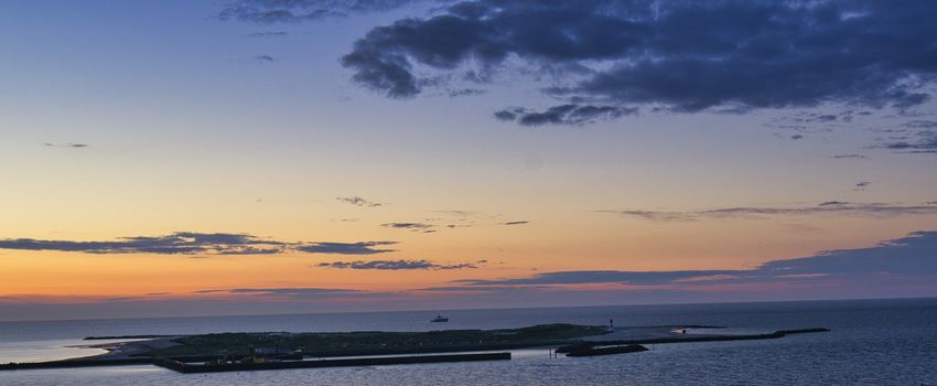 Heligoland - look on the island dune - sunrise over the sea