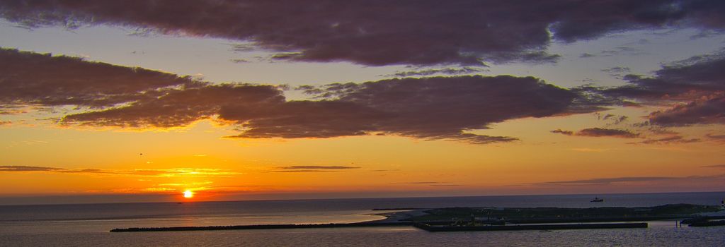 Heligoland - look on the island dune - sunrise over the sea