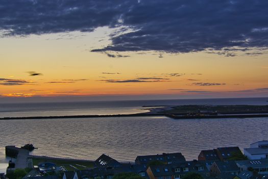 Heligoland - look on the island dune - sunrise over the sea