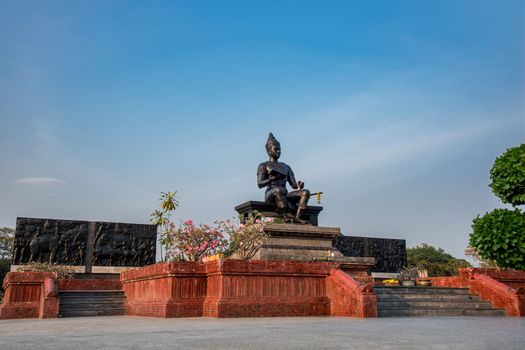 Monument of King Ramkhamhaeng the Great in Sukhothai historical park, Thailand.