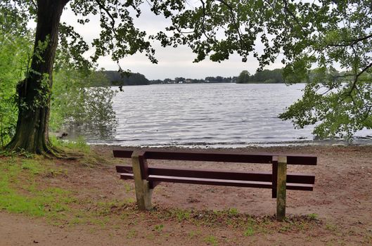 A public empty bench found in northern Europe.