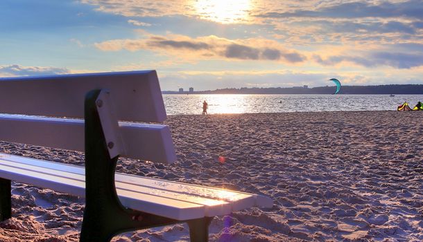 A public empty bench found in northern Europe.