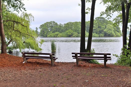 A public empty bench found in northern Europe.