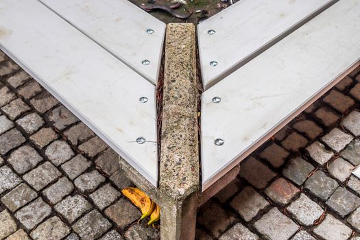 A public empty bench found in northern Europe.