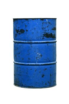 Barrel Oil blue dark Old isolated on background white