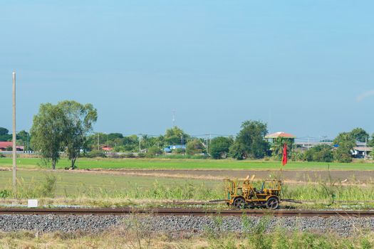 Tram transportation in landscape, nature outdoor