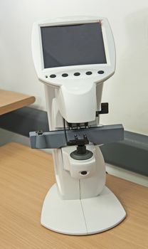 Closeup of hi-tech medical equipment in an opticians clinic