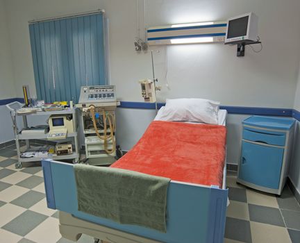 Intensive care ward in a medical centre with monitoring equipment