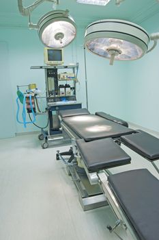 Operating room of a medical center with monitoring equipment