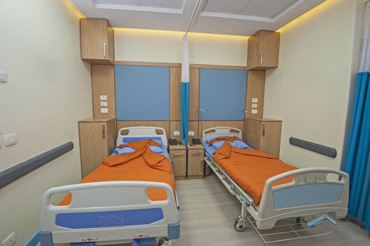 Hospital beds in a private hospital ward