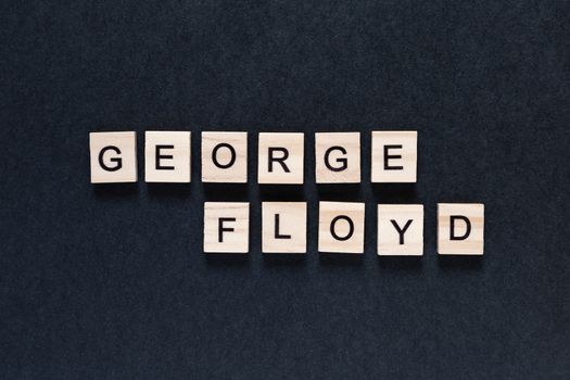 George Floyd lettering on a black background, inscription on a black background