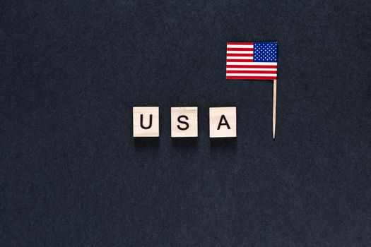 America, USA on a black background. inscription on a black background