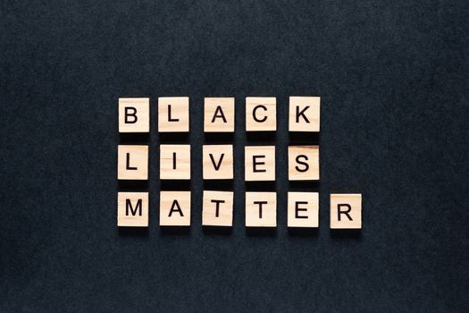 Black lives matter inscription on a black background. unrest. hashtag Blacklivesmatter. protests.