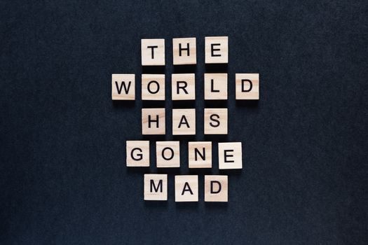the world has gone mad an inscription on a black background
