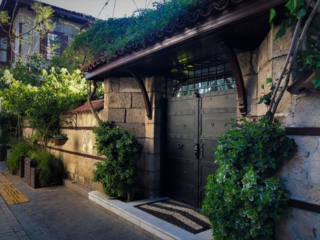 A facade of an old building Ottoman time architecture gate in Antalya Old town Kaleici Turkey