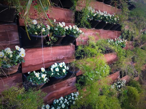Bright flower floral decorative wall fence vertical flowerbed plant pot