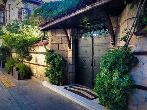 A facade of an old building Ottoman time architecture gate in Antalya Old town Kaleici Turkey