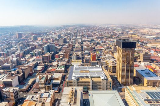 Central business district of Johannesburg city panorama, South Africa