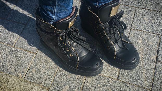 Black girl's woman's sport grunge shoes boots
