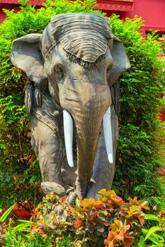 elephant monument with green shrub