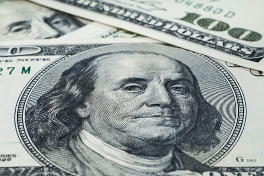 Close-up photo of money. A bunch of dollar bills. U.S. dollars.