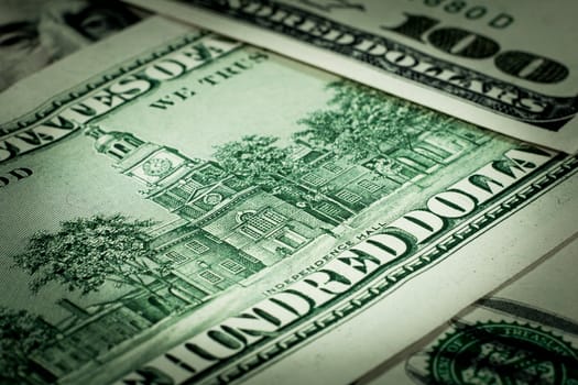 National currency of the USA close-up. Close-up photo of money. A bunch of dollar bills. U.S. dollars.