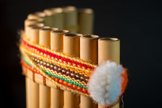 National Latin American musical instrument. Wind instrument of the Incas. Peruvian flute. A handmade musical instrument made of bamboo.