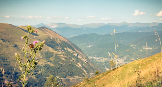 Pyrenees view from the Pla D Adet ski resort next to Saint Lary, France